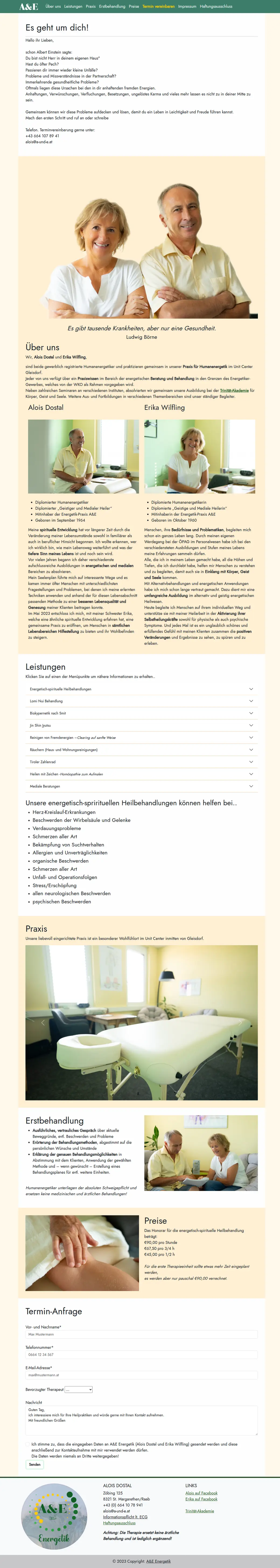 a-und-e.at — ganze Startseite