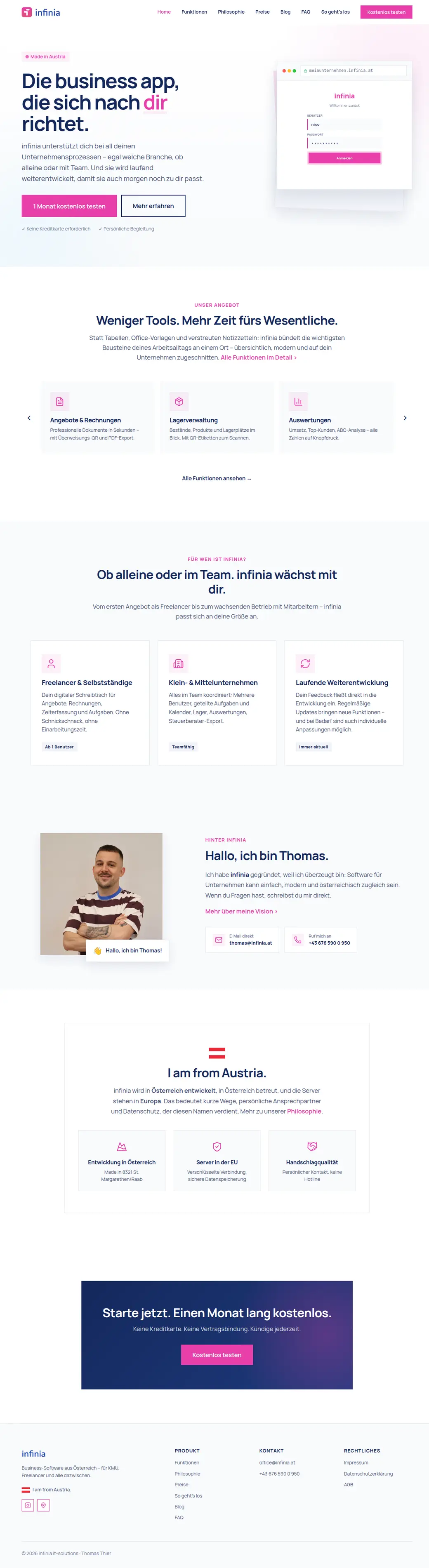 infinia.at — ganze Startseite
